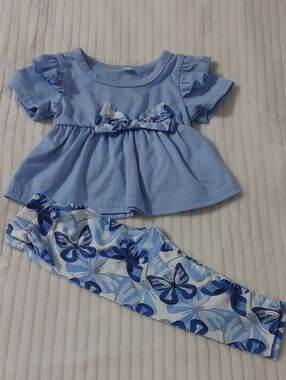 Baby Girl Blue Butterfly Matching Set